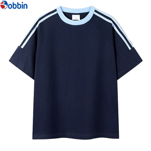 BOBBIN INDUSTRIES Camiseta Personalizada para Hombre, Tallas Grandes, Estilo Urbano, Costuras en Contraste, Franja en el Hombro, Manga Corta, Corte Regular, 100% Algodón - Product Image 3
