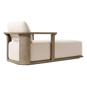 Tumbona de Madera de Teca Minimalista Japonesa para Exteriores, con Reposabrazos Curvos Esculturales, Chaise Longue Moderna para Patio, Villa o Resort - Product Image 5