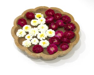 Bandeja Redonda Festoneada de Mármol y Madera de Teca, Bandeja Decorativa de Piedra Natural, Decoración de Lujo para el Hogar - Product Image 3