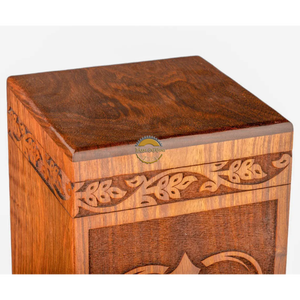 Urnes funéraires artisanales en forme de cœur chrétien et urne funéraire en bois naturel avec époxy bleu, boîte à cendres artistique, souvenir commémoratif par AYAANS - Product Image 5