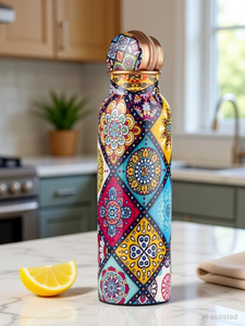 100% Pure <b>Copper</b> Eco-Friendly Classic Design Water Flask Traditional Handmade Solid <b>Copper</b> <b>Drinking</b> <b>Bottle</b> Leak Proof Ayurvedic - Product Image 1