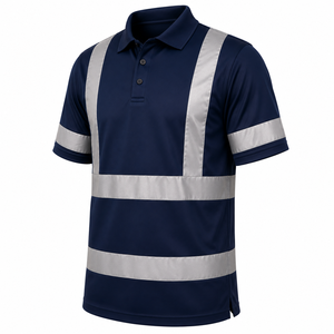 Camiseta Polo de Seguridad Reflectante de Alta Visibilidad Azul Marino para Hombre, Manga Corta, Uniforme de Trabajo para Todas las Temporadas, Uso en Guardia, Material de Poliéster - Product Image 5
