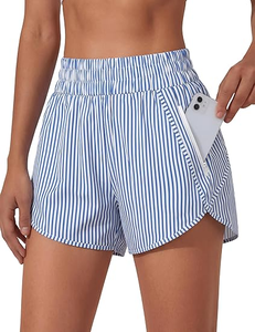 Shorts de course Bermuda pour femmes à séchage rapide avec poche zippée taille haute légers - Product Image 2