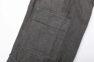 Pantalon cargo pour homme à taille basse et jambes larges, en laine, avec plusieurs poches, style hip-hop, imperméable et coupe-vent, fermeture à cordon - Product Image 4