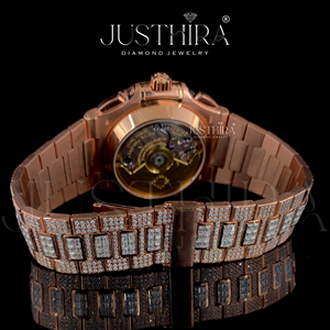 Montre en diamant Moissanite de qualité supérieure, entièrement sertie de pierres, design tendance et luxueux, avec précision, disponible au meilleur prix - Product Image 6