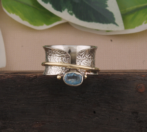 Luxury 925 Sterling <b>Silver</b> Bezel Setting Blue Topaz Women's Eternity <b>Wedding</b> <b>Band</b> Genuine Gemstone Classic Jewelry - Product Image 3