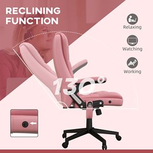 <b>Heated</b> and Massaging <b>Office</b> <b>Chair</b> Reclining Computer <b>Chair</b> with Vibration Armrest Remote Controlled Pink Color - Product Image 6