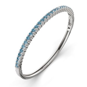 Bracelet jonc ouvrable en or rose 14 carats avec diamant de laboratoire bleu glace rond (1 carat) Tw. Bracelets et joncs en diamants à la mode - Product Image 6