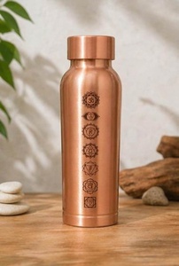 Seven Chakra Copper Water Bottle 100% Pure Metal Laser Engraved With Lid For Travel And Outdoor Use - Product Image 2