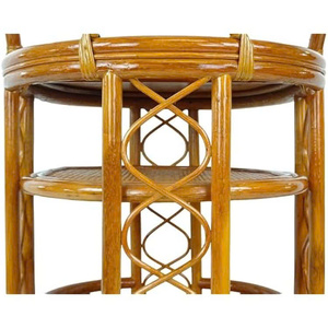 Chariot de service artisanal en rotin naturel tressé avec roulettes, entièrement assemblé, couleur coloniale - Product Image 3