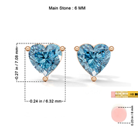 Boucles d'oreilles classiques unisexes Heerani Jewels Naturel en argent sterling 925 plaqué or rose avec topaze bleue pour fiançailles et mariage