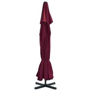 Parasol de jardin extra large en aluminium rouge bordeaux et bases - Product Image 3
