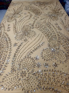 ลูกไม้ลายดอกไม้ประดับด้วยลูกปัดปักมือแบบดั้งเดิมสุดหรูหรา  ตกแต่งด้วยหินทองและคริสตัล  ผลิตจากผ้าตาข่ายที่เป็นมิตรต่อสิ่งแวดล้อม  5 ชั้น - Product Image 2