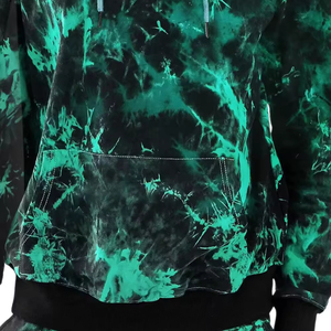 <b>Men's</b> Oversized <b>Tie</b>-Dye Hooded Sweatshirt Regular Fit Knitted Pocket Design Casual Autumn Wear Green <b>Black</b> Pattern - Product Image 6