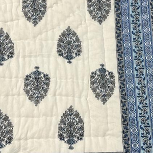 Couette en coton indien de Jaipur faite à la main, réversible, pour lit simple, style bohème, imprimé à la main, écologique, hypoallergénique - Product Image 3