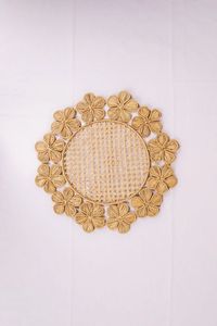 Beautiful Decorative Handwoven Rattan Floral <b>Placemat</b> <b>Round</b> Dining Table Mat Elegant Stylish EcoFriendly Kitchen Table Accessory - Product Image 3