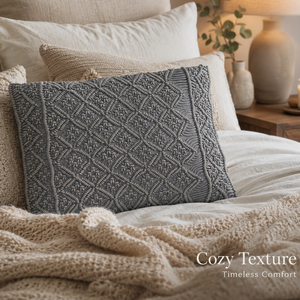 Luxury Boho Macrame Cushion <b>Cover</b> Handmade Cotton Woven Textured Decorative <b>Throw</b> Pillow Case Grey Vintage <b>Sofa</b> LivingRoom Decor - Product Image 3