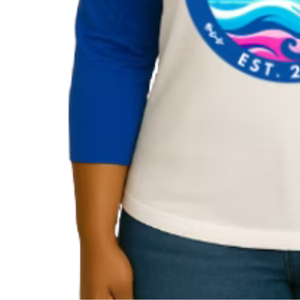 เสื้อเบสบอลสีขาวและสีน้ำเงินสำหรับผู้หญิง เสื้อยืดแขนสามส่วนแบบลำลอง สวมใส่สบายทุกวัน เสื้อผ้าสไตล์ไลฟ์สไตล์ที่สวมใส่ได้ทุกวัน - Product Image 2
