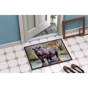 Felpudo de pila baja antideslizante de hipopótamo para interior/exterior 24H X 36W alfombra de entrada lavable - Product Image 4
