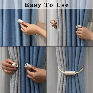 Set di 2 Fermatende Moderni in Corda Beige con Forte Chiusura Magnetica, Eleganti Accessori per Tende da Esterno - Product Image 3