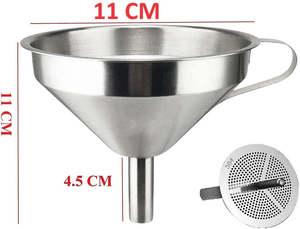 Entonnoir de cuisine en acier inoxydable avec filtre amovible, passoire de qualité alimentaire pour accessoires de cuisine et préparation culinaire à domicile - Product Image 3