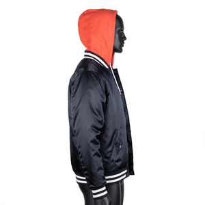 Blouson de baseball décontracté pour homme à capuche avec logo frontal – Grande vente printemps-automne – Coupe ample, respirant, imperméable, coupe-vent en tissu polyester - Product Image 3