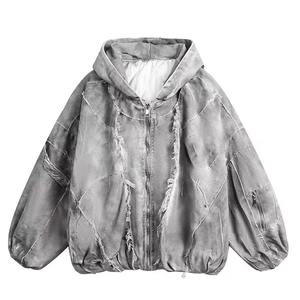 Oversized Hooded Tie-Dye Patchwork <b>Jacket</b> Unisex Lantern Sleeve Woven Polyester Breathable Autumn Streetwear Regular Fit - Product Image 2