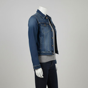 Nouvelle Arrivée Veste Courte en Jean pour Femme Col Rabattu Manches Longues Style Urbain Boutons Automne Coton Denim - Product Image 5