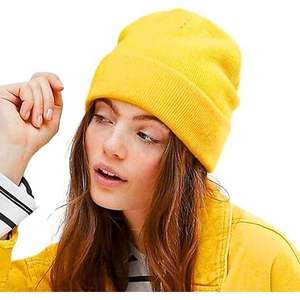 Gorros lisos con puños de punto de invierno amarillo suave - Product Image 3