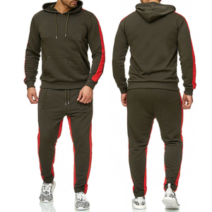 Chándal con Capucha para Hombre, Negro con Rayas Rojas, Manga Larga, Cierre con Cordón, Bolsillos Laterales, Corte Regular, Ropa Deportiva Casual de Otoño - Product Image 5