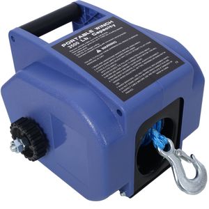 Treuil électrique 12V 3500lbs avec câble synthétique réversible pour bateaux jusqu'à 5000 lbs, comprend une poulie supplémentaire, un crochet et des fonctions de puissance - Product Image 3