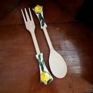Wooden salad <b>serving</b> utensils <b>spoon</b> fork set natural wood kitchen salad mixing tools eco friendly - Product Image 6