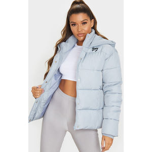 Chaqueta de plumón acolchada corta de invierno para mujer, estilo bomber, con cremallera y manga larga, gruesa - Product Image 1