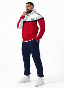 ONETEN APPARELS Conjunto Deportivo 2 en 1 con Capucha para Hombre, Color Negro y Blanco Sólido, Pantalones Deportivos Largos 100% Algodón - Product Image 3