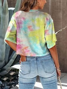 Camisetas crop top personalizadas con estampado, holgadas, sexys, transpirables para mujer, al por mayor, lisas, con lavado vintage, para mujer - Product Image 3