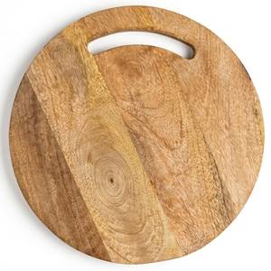 Round Mango <b>Wood</b> Chopping Board With Hand Grip Handle For Cutting Vegetable And Fruit With Food Safe Coating - Product Image 1