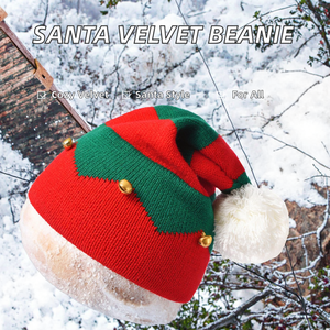 Gorro de Santa Claus Rojo Festivo con Tela de Felpa Cálida, Borde de Piel Blanca y Pompón para Fiestas Navideñas - Product Image 5