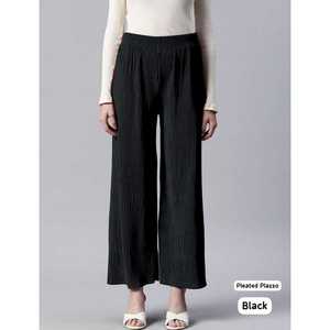 ผ้าฝ้ายแฟชั่นจีบพร้อมที่จะสวมใส่ palazzoblack - Product Image 1