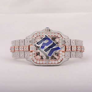 Reloj de Lujo con Diamantes Moissanite Estilo Hip Hop, Correa de 20 mm, Esfera de Cristal Analógica, 41 mm, Acero Inoxidable, Precio de Fábrica, Alta Demanda - Product Image 1