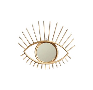 Miroir mural artisanal en rotin avec motif œil artistique, style bohème pour chambre d'enfant, décoration en rotin - Product Image 1