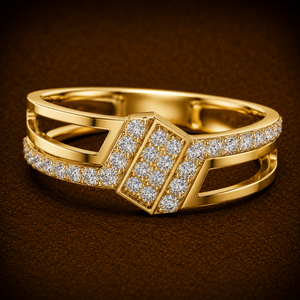 Bague de mariage pour homme en or jaune 18K 14K plaqué rhodium, avec diamant de laboratoire taille brillant, DEF VVS, en grappe, 0,35 CTW - Product Image 1
