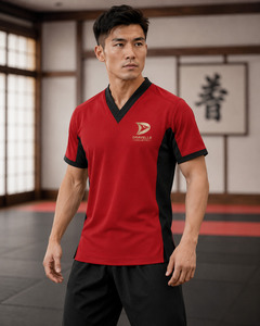 Haut d'uniforme d'arts martiaux personnalisé unisexe à col en V et manches courtes, respirant, pour karaté et taekwondo - Product Image 4