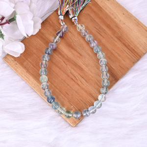 Perles lisses rondes en fluorite naturelle multi-tons, 26,4 grammes, 8x8 mm, pour la fabrication de bijoux |   Fil de fer à une brin - Product Image 2