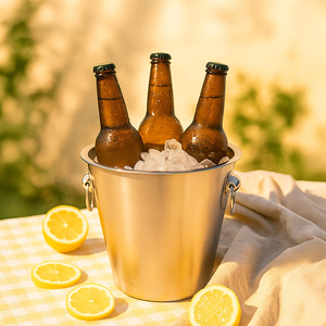 Cubo de Hielo para Cerveza de Acero Inoxidable - 4.5L, Aislado y con Asa, Diseño Clásico, Enfriador de Bebidas Duradero para Fiestas, Bares y Uso Doméstico - Product Image 5