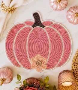 Mantel Individual Floral de Calabaza Rosa Tejido a Mano, Ecológico, de Poliéster/Algodón, Elegante Decoración de Mesa para Otoño - Product Image 2