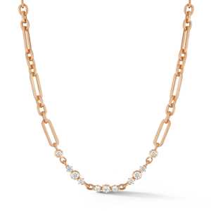 14K <b>Solid</b> Gold Cut Lab Grown Diamond Link <b>Necklace</b> Pave Set 18 Inch Paperclip Layering Cable Chains Wedding Party Gift Women - Product Image 3