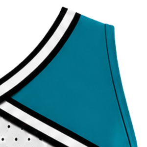 <b>Teal</b> White Black <b>Womens</b> Sleeveless V Neck Cheerleading Crop <b>Top</b> Athletic Performance Team Cheer Uniform Competition Sportswear - Product Image 3