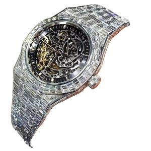 100% Luxury Bling VVS Fully Baguette Moissanite Classic Diver Stainless Steel Skeleton <b>Digital</b> <b>Watch</b> Custom Hip Hop Iced Fashion - Product Image 4