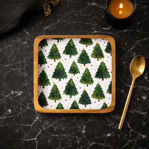 Plateau de service artisanal en bois de manguier émaillé, motif sapin de Noël, pour snacks et fruits secs, idéal pour la maison, l'hôtel et la restauration - Product Image 6