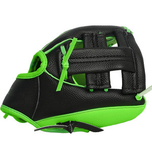 Gant de baseball à doigts entiers noir et vert en synthétique avec fermeture auto-agrippante H-Web pour droitier adulte, idéal pour le jeu en extérieur toutes saisons - Product Image 3